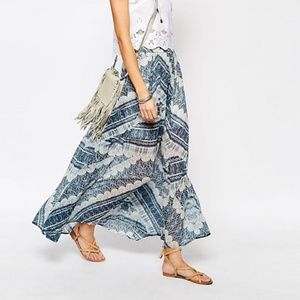 Blue Chiffon Maxi Skirt